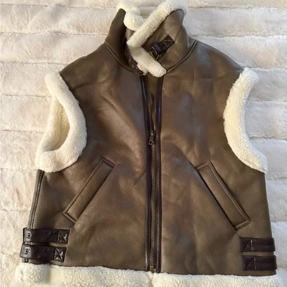 Apparis Tan and White Teddy Jacket - Picture 3 of 6